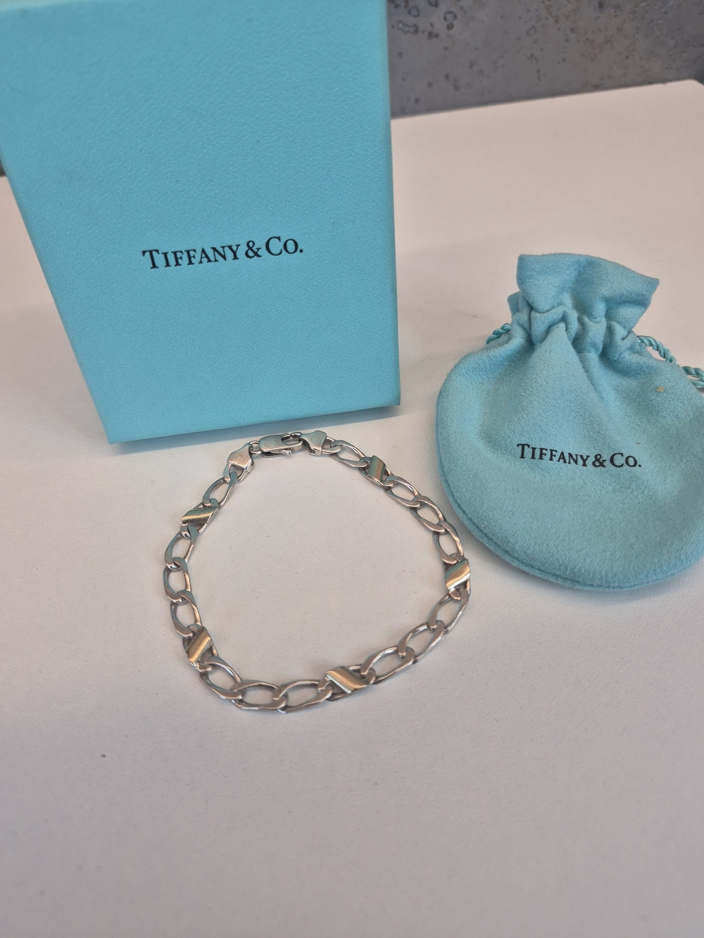 Tiffany & Co. Vintage Silver 18k Open Link Bracelet 8"
